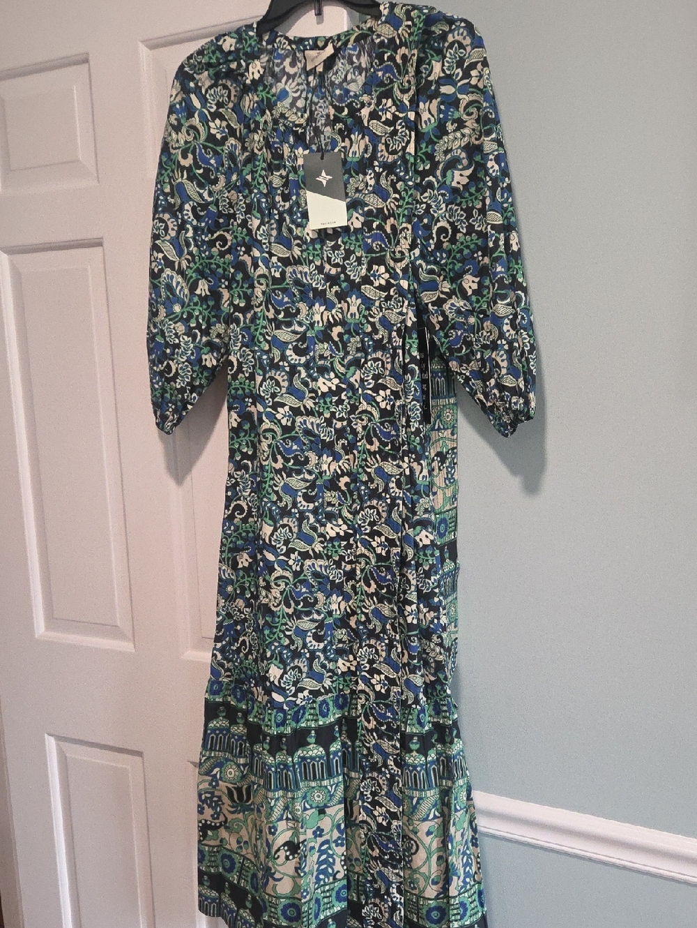 Tuckernuck Blue and Green Floral Maxi Dress
